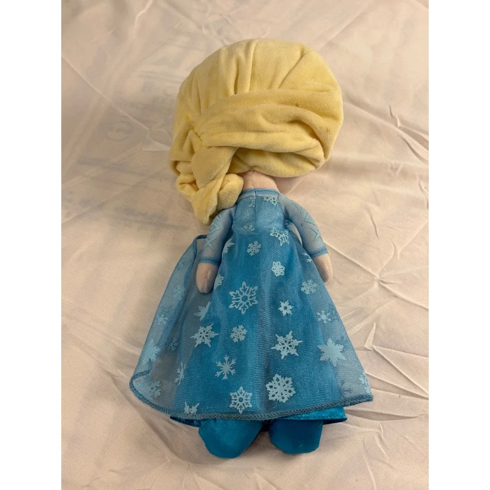Disney Frozen Elsa Plush Doll Blue Sparkle Dress Snowflake Cape Soft Toy
